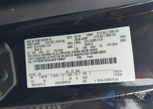 1FTEW1E53JKF74967: 42193288