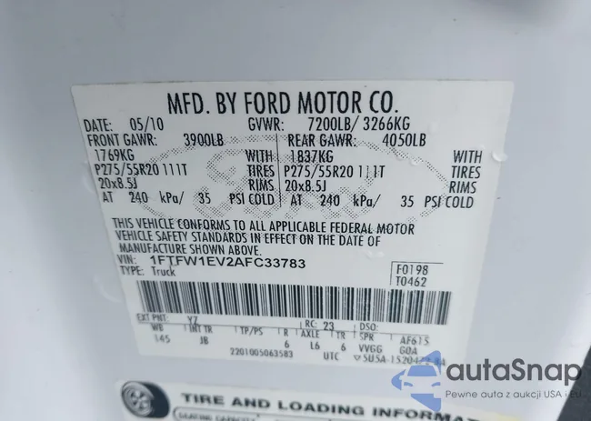 1FTFW1EV2AFC33783: 42193311