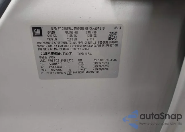 2GNALBEK5F6118831: 42193328