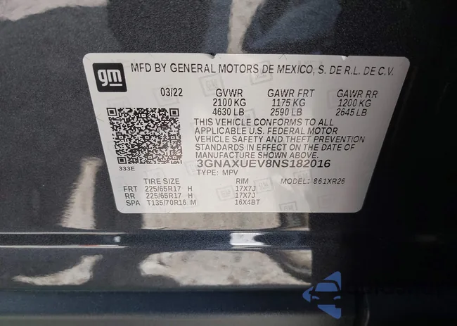 3GNAXUEV8NS182016: 42193418