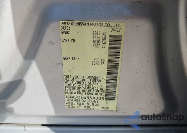 1N4AL3AP8HN354006: 42194549