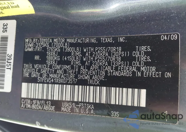 5TFEV541X9X073517: 42194631