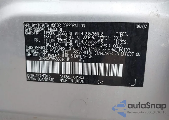 JTMZK32V685016181: 42194844