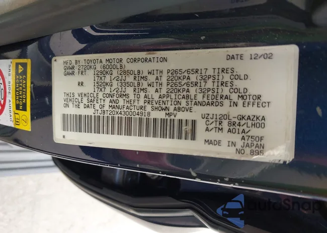 JTJBT20X430004918: 42194892