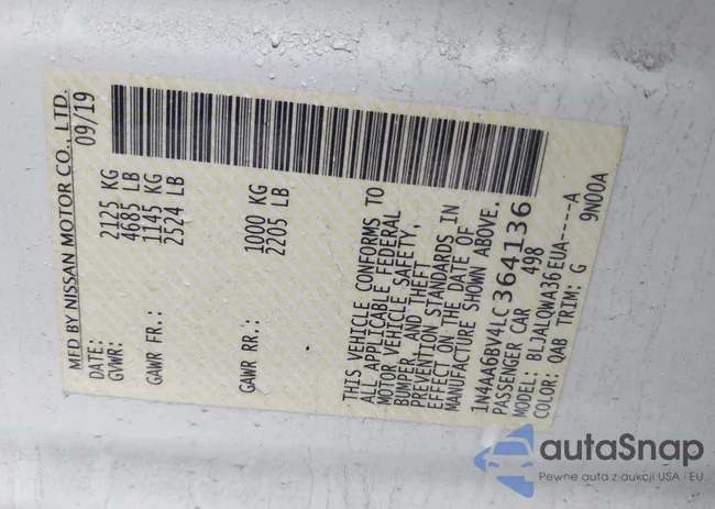 1N4AA6BV4LC364136: 42195018