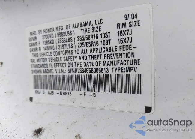 5FNRL38465B006613: 42195767