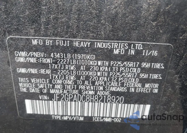 JF2GPADC8H8218920: 42195975