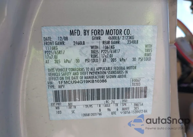 1FMCU94G19KB10386: 42195097