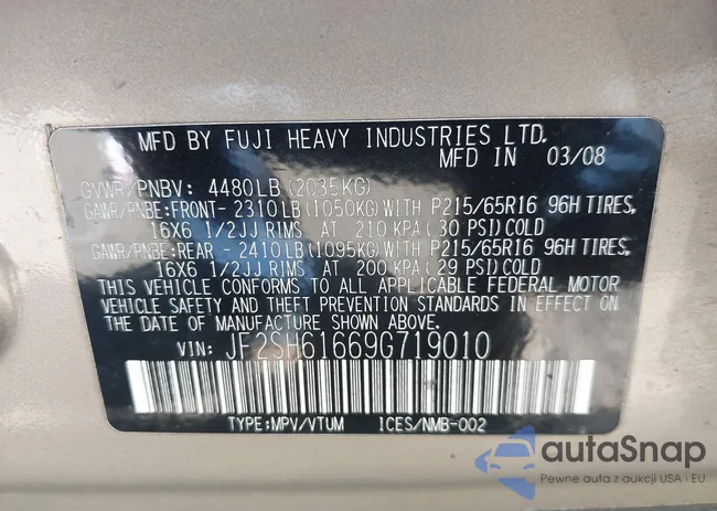 JF2SH61669G719010: 42195209