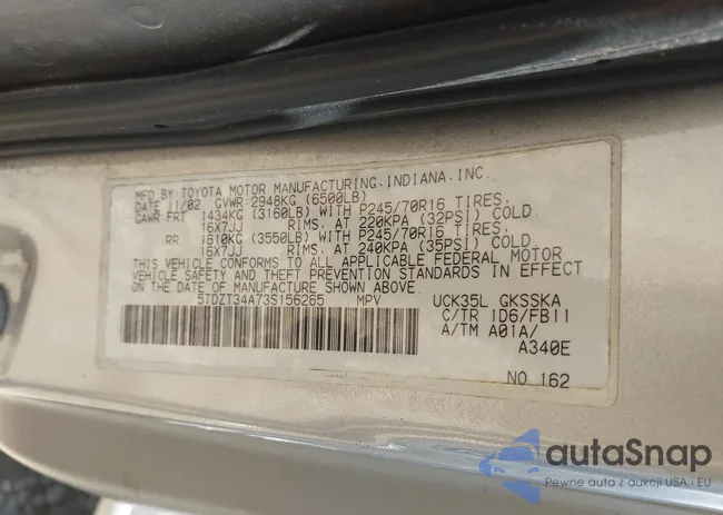 5TDZT34A73S156265: 42195250