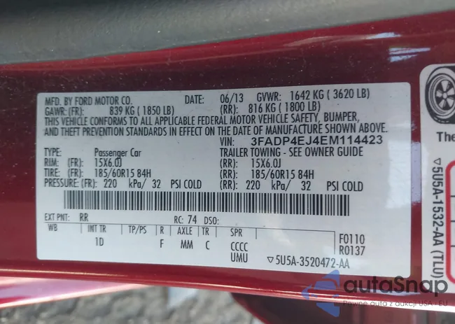 3FADP4EJ4EM114423: 42195341