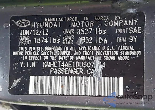 KMHCT4AE1DU307144: 42196121