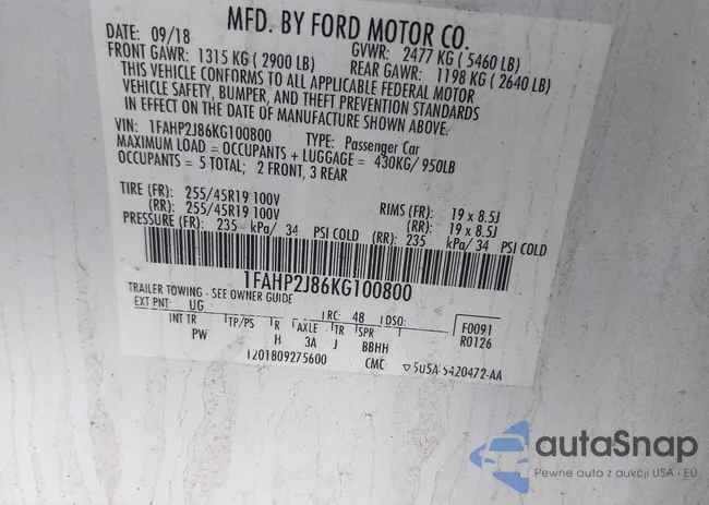 1FAHP2J86KG100800: 42196208