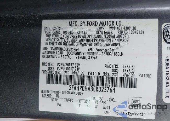 3FAHP0HA3CR325764: 42196314