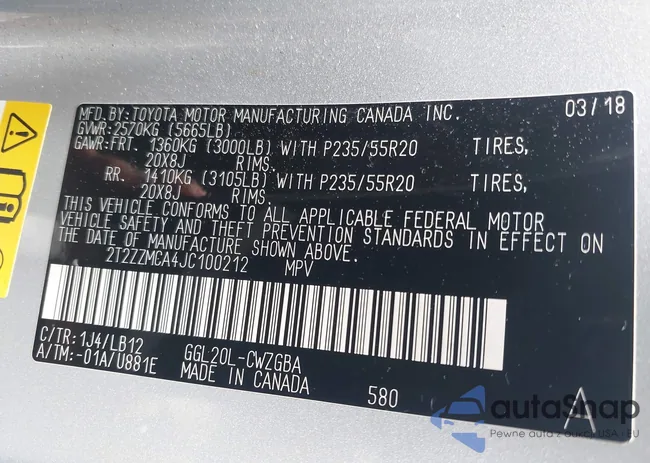 2T2ZZMCA4JC100212: 42197456