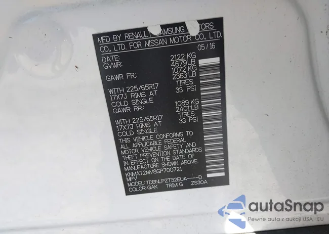 KNMAT2MV8GP700721: 42197521