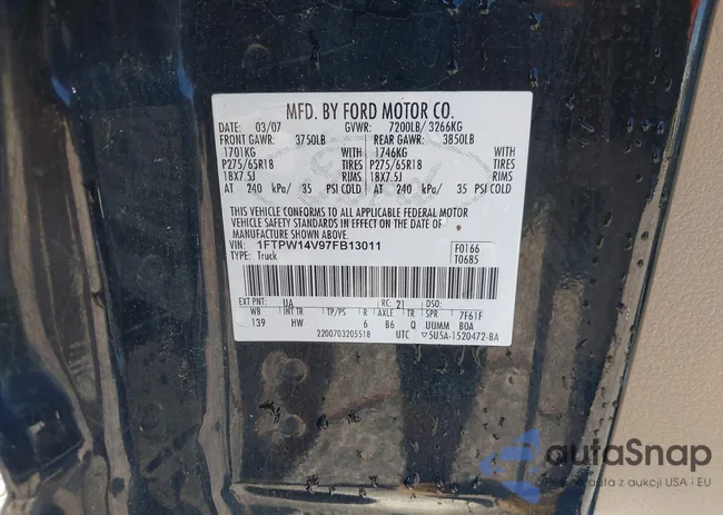 1FTPW14V97FB13011: 42197580