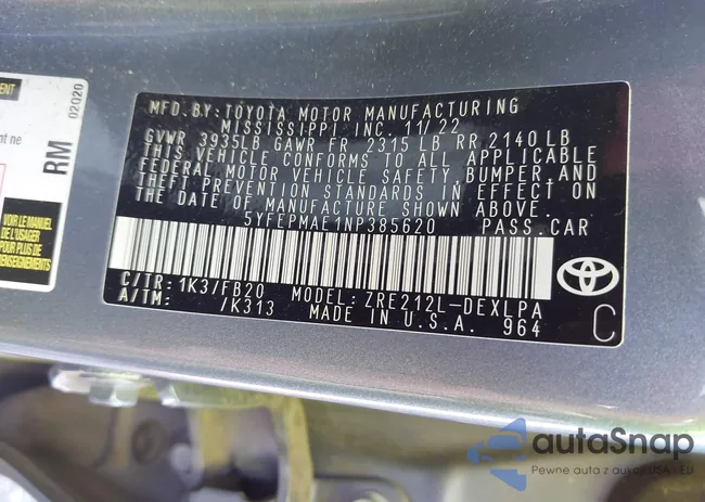 5YFEPMAE1NP385620: 42197625