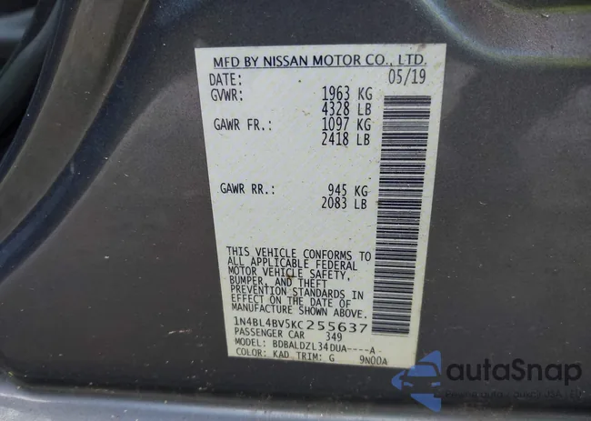 1N4BL4BV5KC255637: 42197683