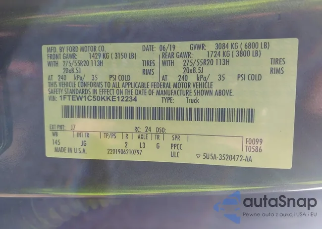 1FTEW1C50KKE12234: 42197824