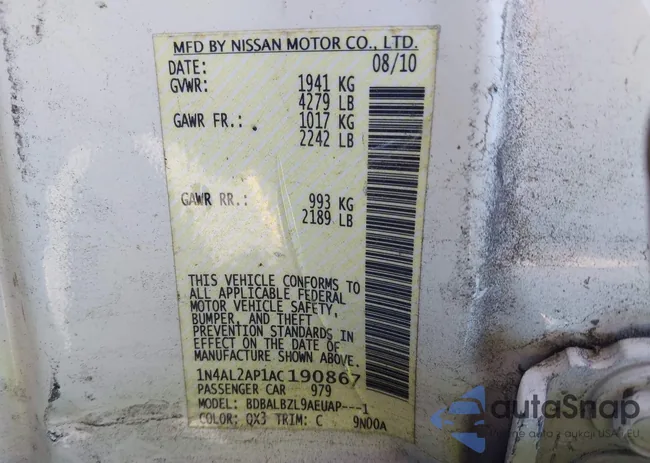 1N4AL2AP1AC190867: 42197846