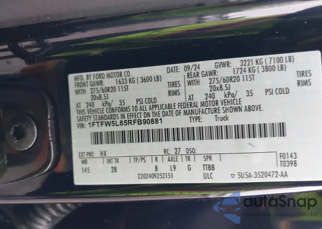 1FTFW5L85RFB90881: 42197965