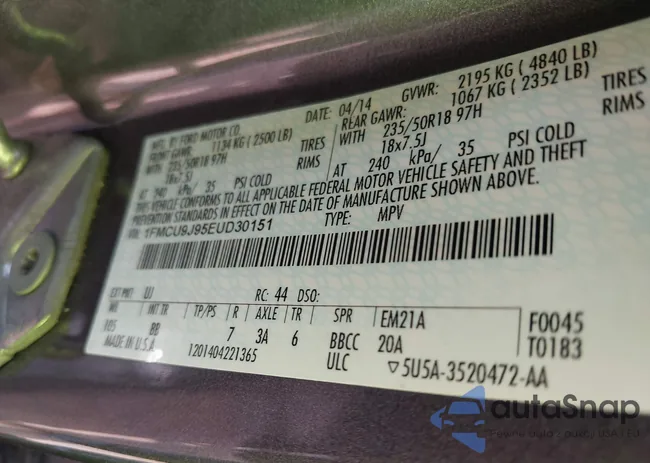 1FMCU9J95EUD30151: 42197127