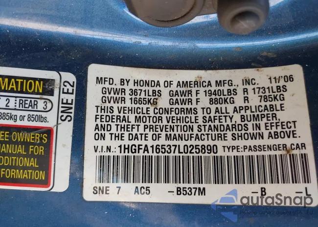 1HGFA16537L025890: 42197154