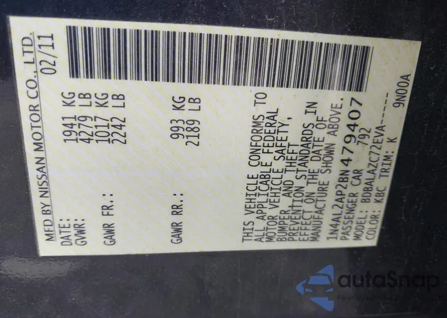 1N4AL2AP2BN479407: 42198497