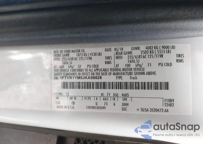 1FTYR1YM9JKA98828: 42198712