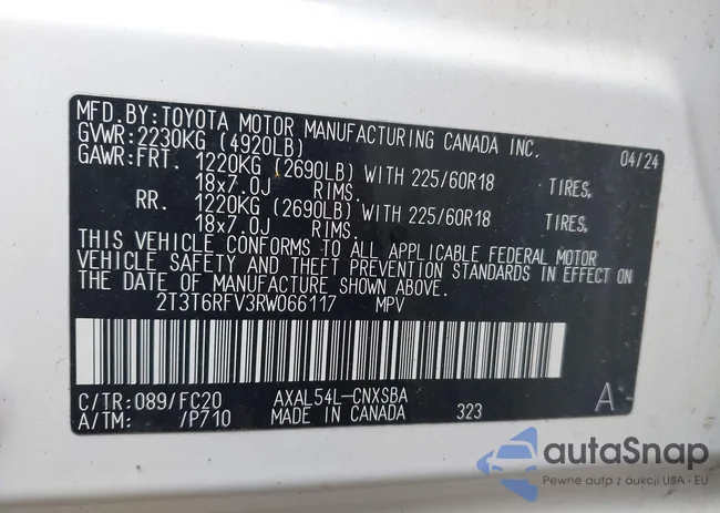 2T3T6RFV3RW066117: 42198742