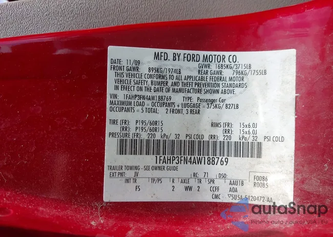 1FAHP3FN4AW188769: 42198761