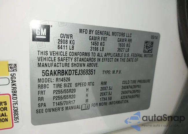 5GAKRBKD7EJ368351: 42198837