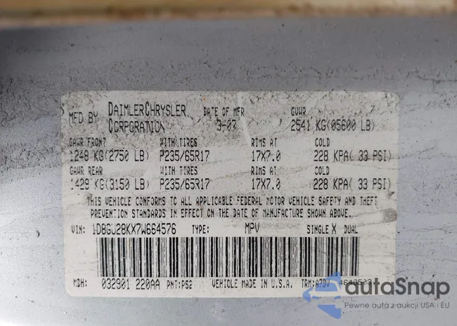 1D8GU28KX7W664576: 42198929