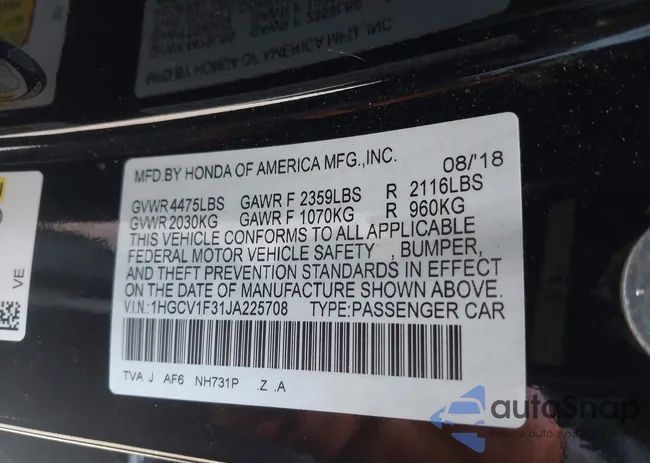 1HGCV1F31JA225708: 42198186