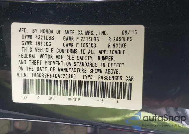 1HGCR2F54GA023966: 42198212