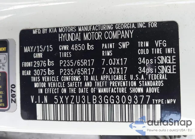 5XYZU3LB3GG309377: 42198325