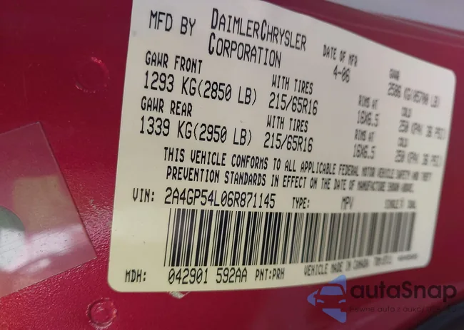 2A4GP54L06R871145: 42199513