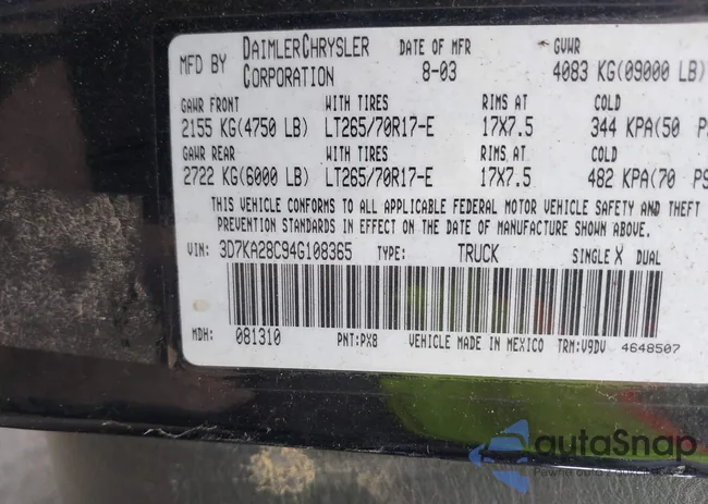 3D7KA28C94G108365: 42199564