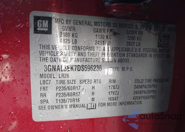 3GNAL3EK7DS596236: 42199634