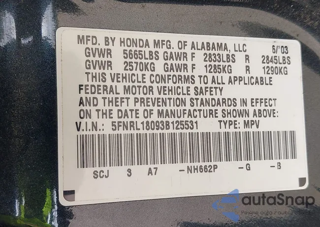 5FNRL18093B125531: 42199885