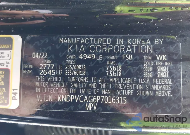 KNDPVCAG6P7016315: 42199972