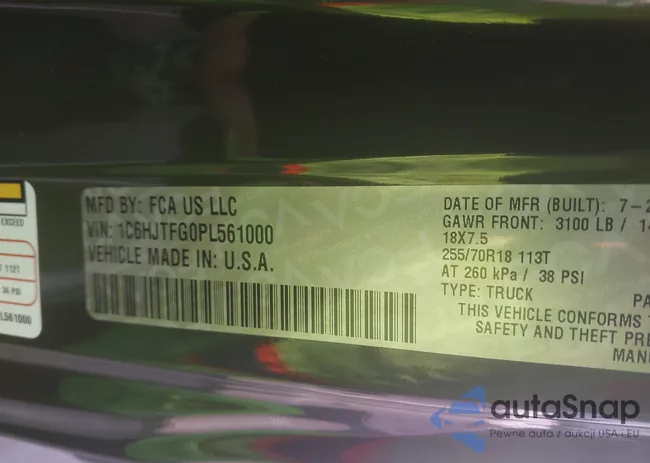 1C6HJTFG0PL561000: 42200007