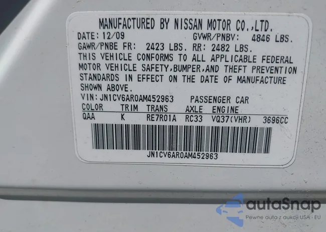 JN1CV6AR0AM452963: 42200912