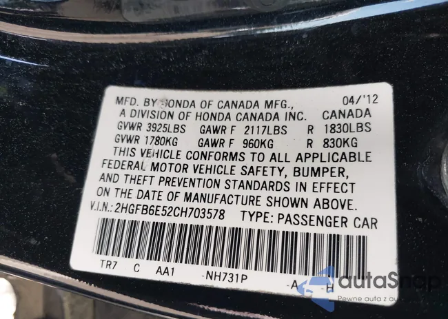 2HGFB6E52CH703578: 42200191