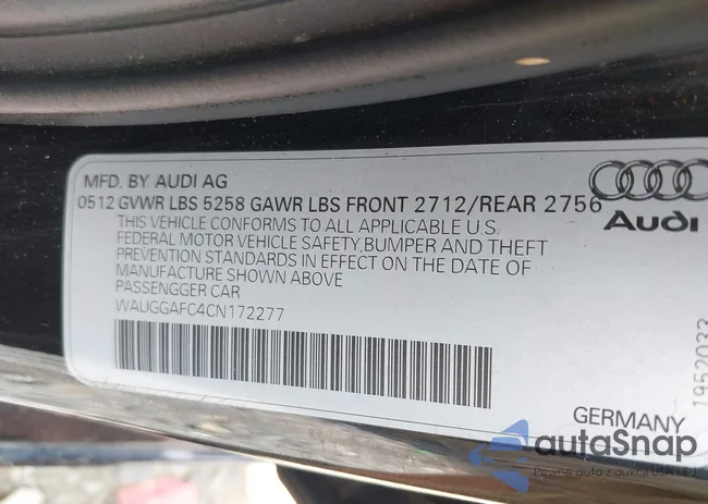 WAUGGAFC4CN172277: 42200305