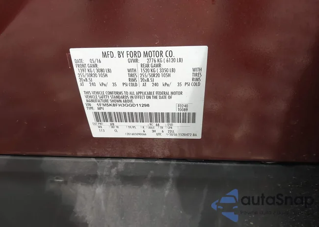 1FM5K8FH3GGD11298: 42200387