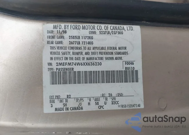 2MEFM74W6XX636230: 42201525