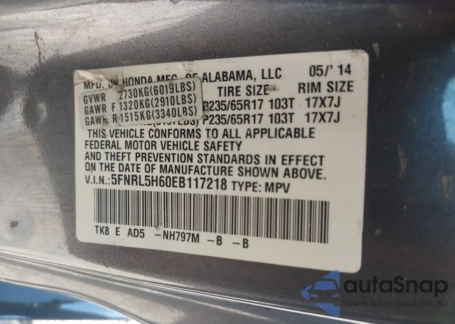 5FNRL5H60EB117218: 42201739