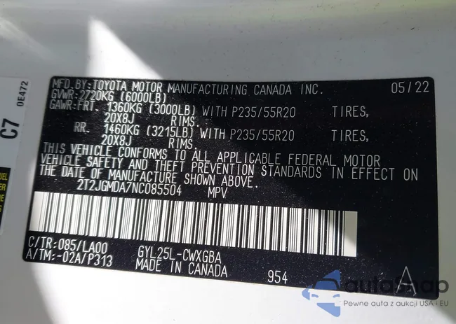 2T2JGMDA7NC085504: 42201846